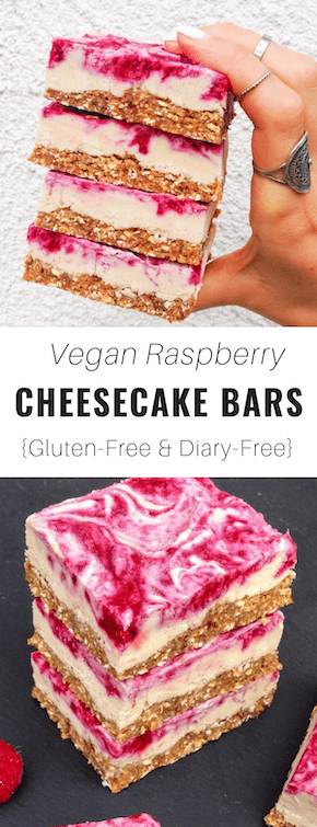 Vegan Raspberry Cheesecake Bars - Choosing Chia