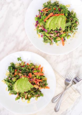 Asian kale salad with peanut dressing
