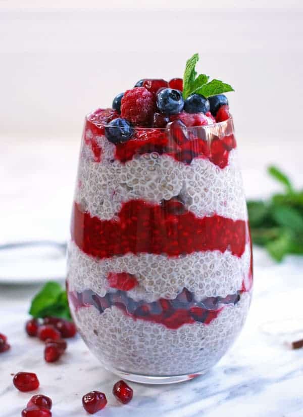 chia pudding with raspberry compote