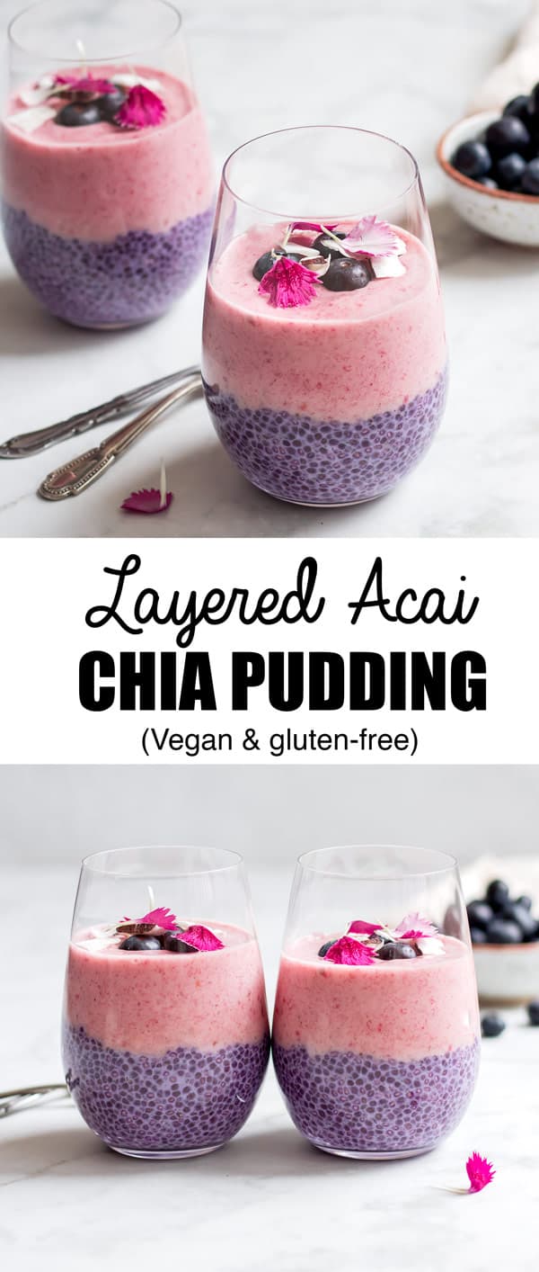 This layered acai chia pudding has everything you could want in a cup! This will be your new favourite way to eat chia pudding!