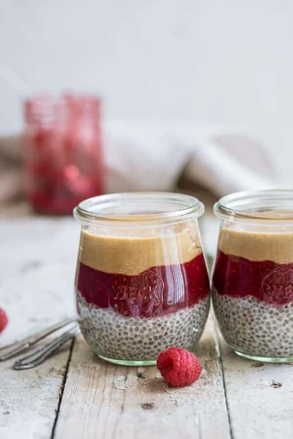 peanut butter and jelly chia parfait
