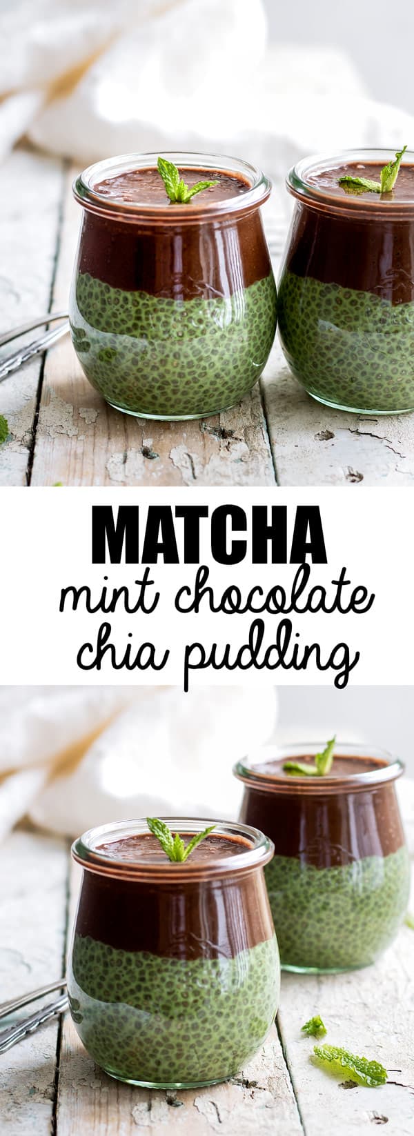 This matcha mint chocolate chia pudding is a healthy recipe that is loaded with good for you matcha powder! Enjoy it for breakfast, a snack or dessert!