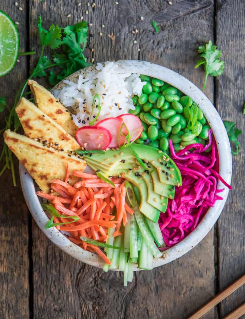 Coconut jasmine rice with sesame tofu