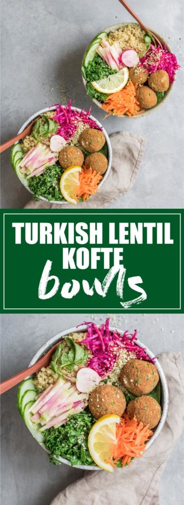 These turkish lentil kofte bowls are a spin on the traditional turkish dish. make with red lentils and bulgar it's a healthy and delicious vegetarian meal!