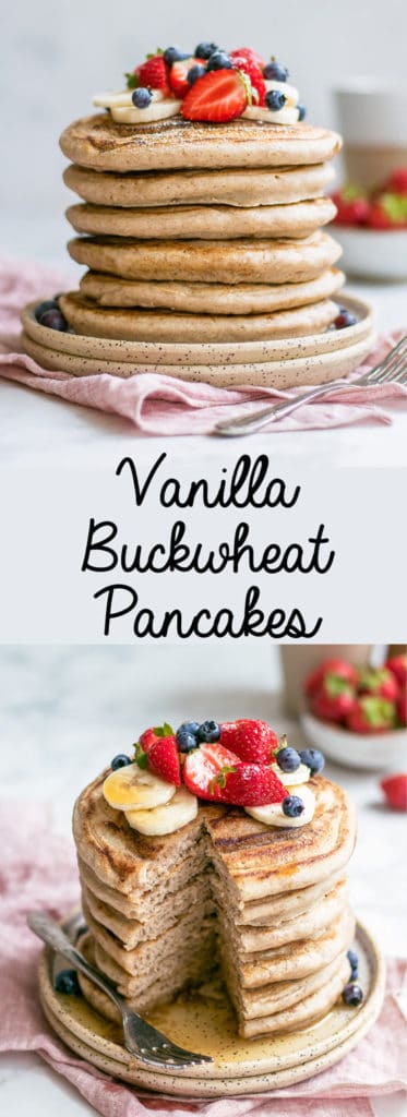 Choosingchia.com| Whip up a batch of these healthy vanilla buckwheat pancakes for breakfast or brunch. They're oh-so fluffy and delicious!