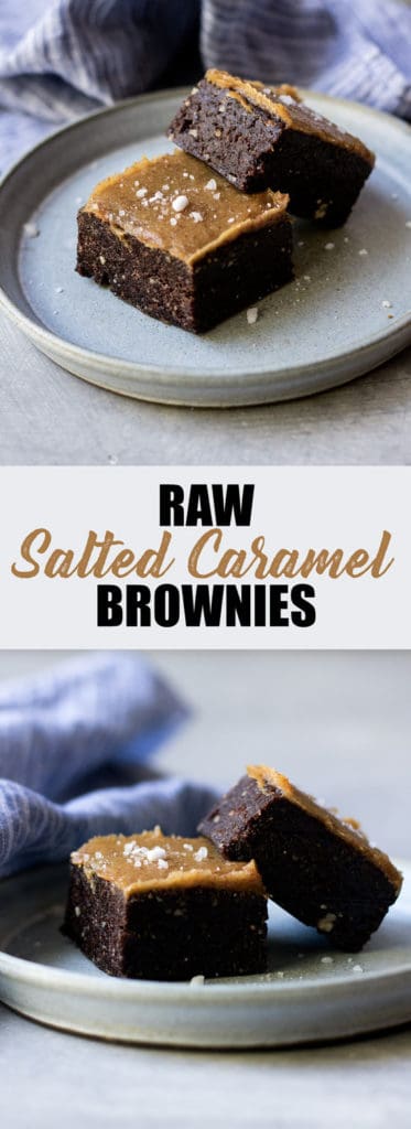 Choosingchia.com| These raw salted caramel brownies use only 5 ingredients and are so easy to make! They're also vegan and gluten-free! 