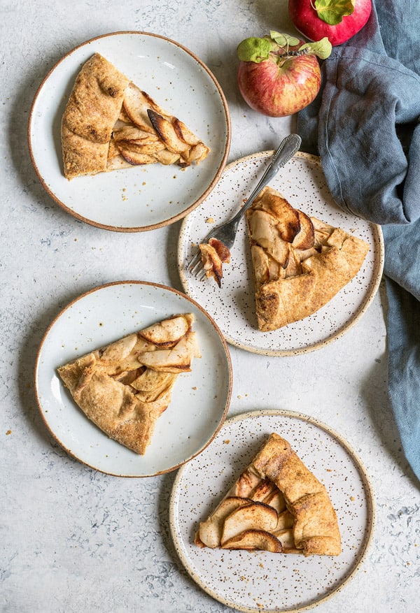 This salted caramel apple galette is a healthy low-sugar vegan option for a Fall dessert! Made with apples, and dates, you'll be sure to love this galette!