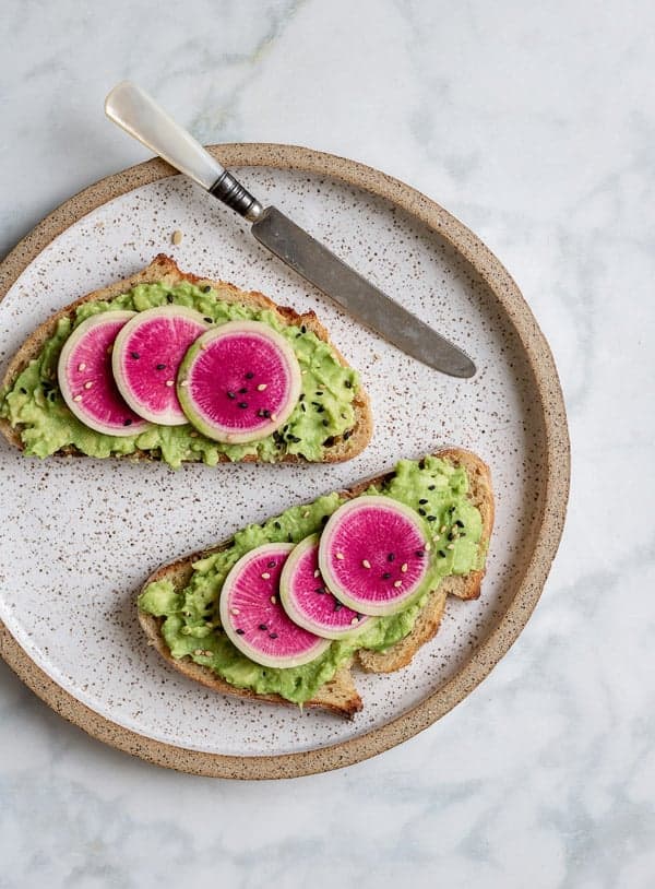 Smashed Avocado Toast With Watermelon Radish