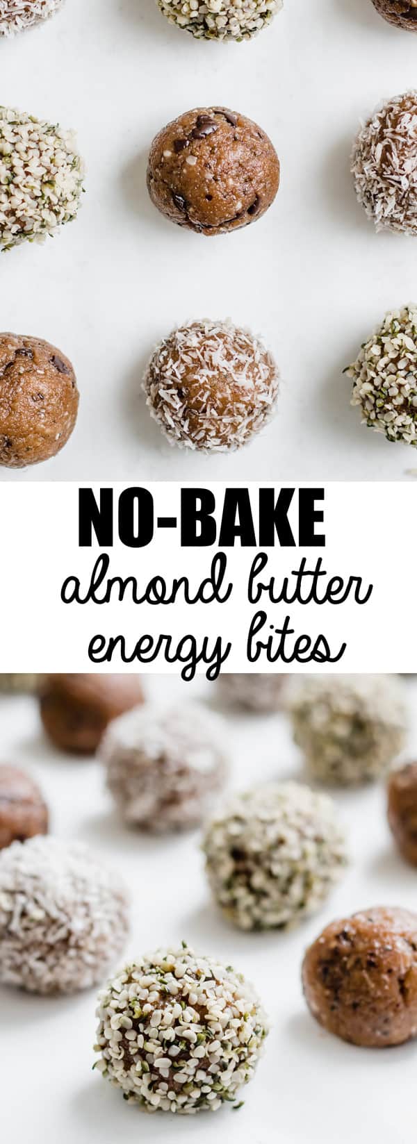 These no-bake almond butter energy bites area a healthy snack that is easy to make! They are also vegan, gluten-free, and paleo!