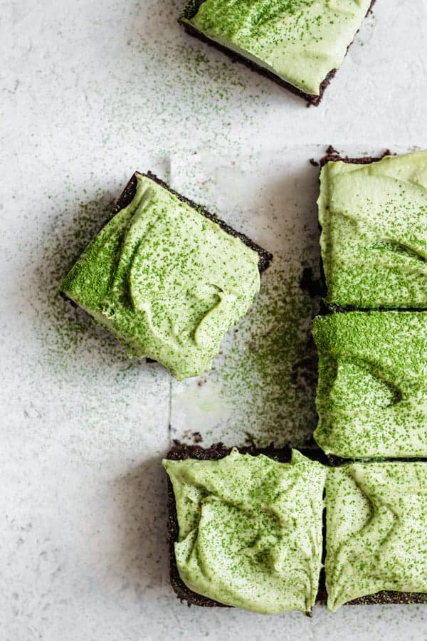 almond flour brownies with matcha mint frosting