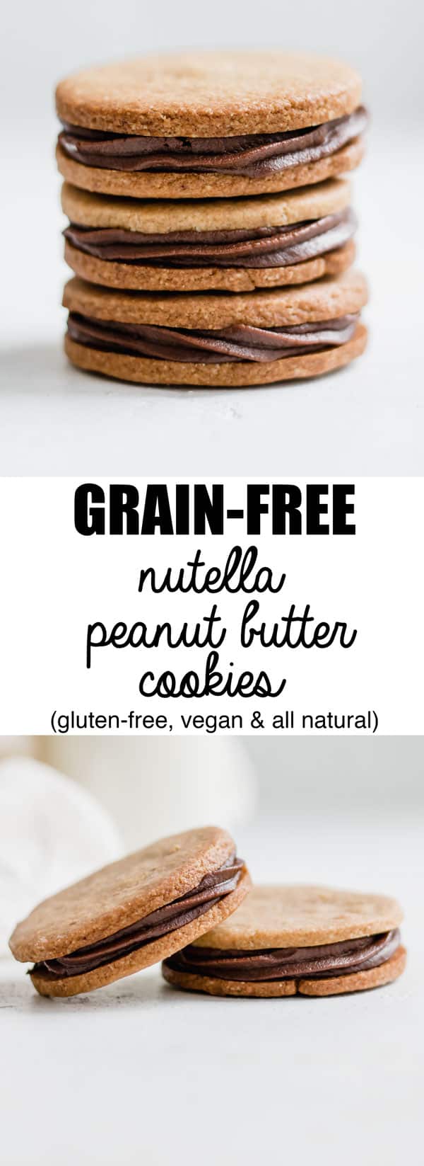These grain-free nutella stuffed peanut butter cookies are healthy and made with all natural ingredients!