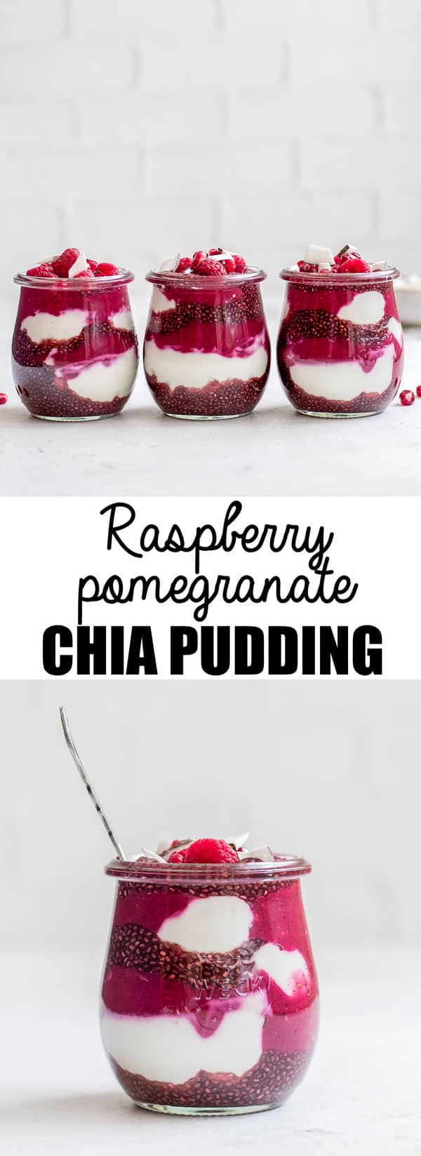This raspberry pomegranate chia pudding parfait is a healthy and easy breakfast that is gluten-free, vegan, paleo, and whole 30 approved! 