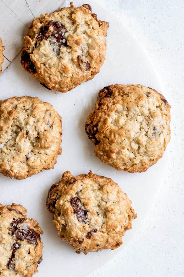 chocolate chunk tahini oatmeal cookies