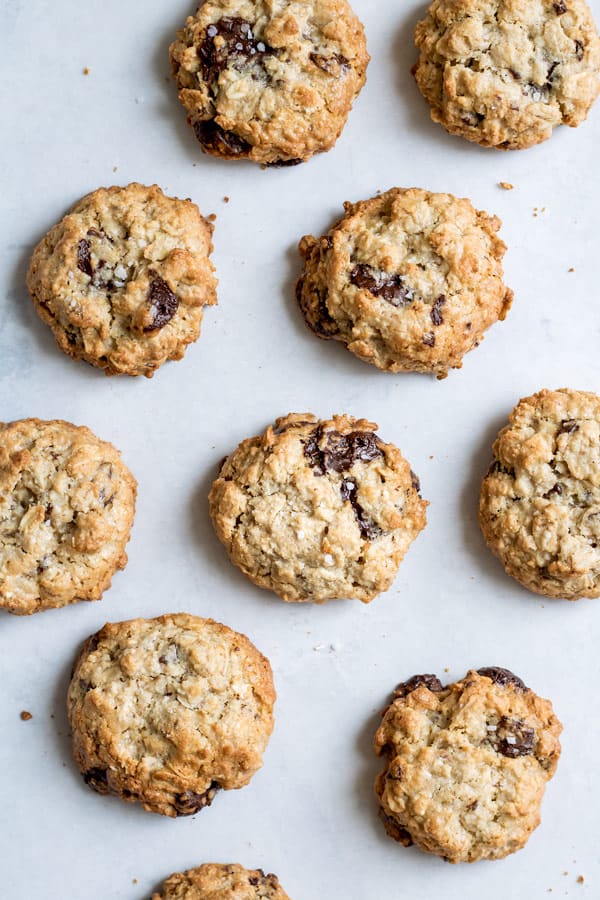 chocolate chunk tahini oatmeal cookies