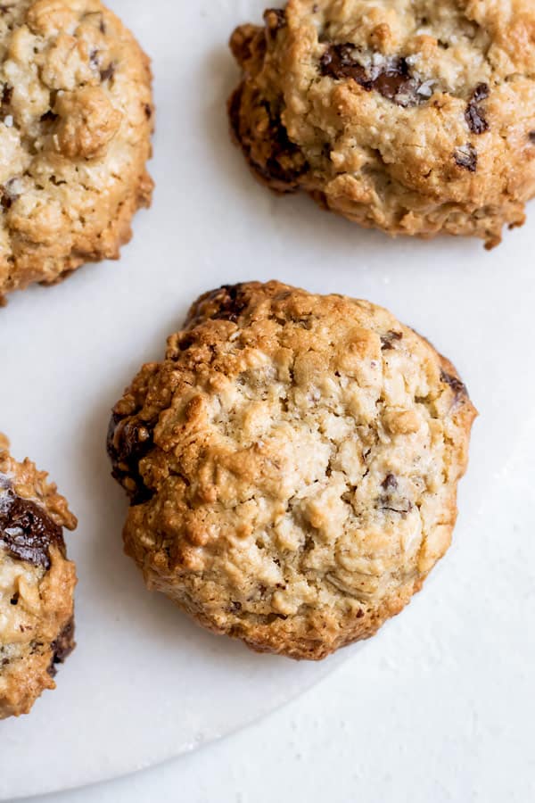 chocolate chunk tahini oatmeal cookies