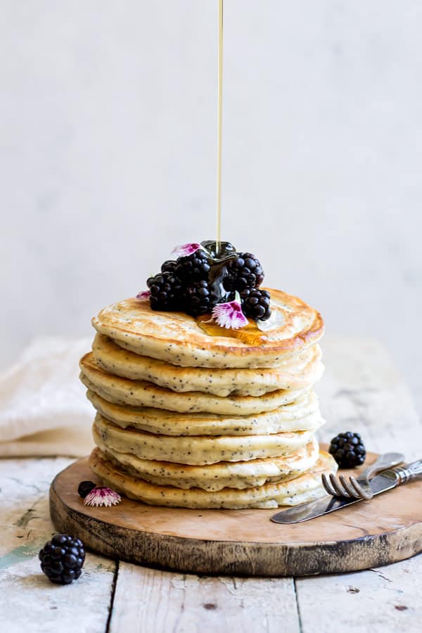 Lemon poppy seed spelt pancakes