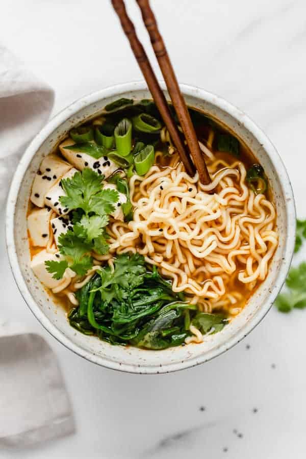 healthy homemade vegan ramen in bowl