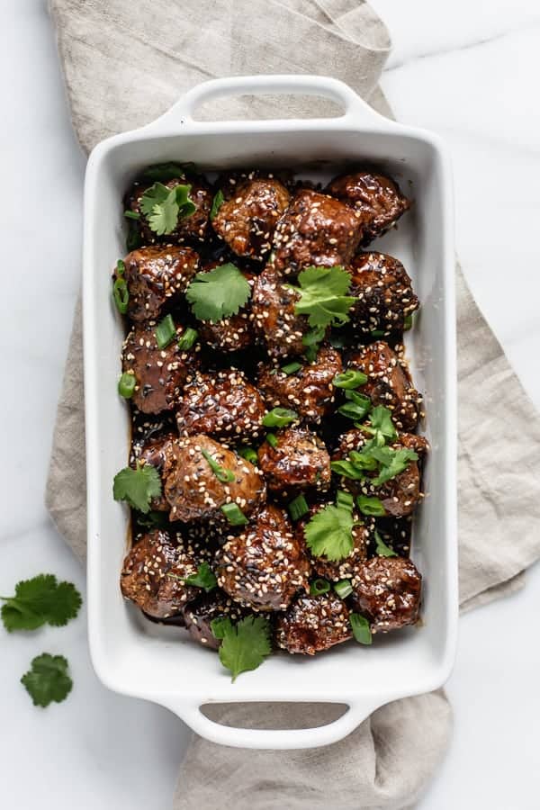 plant-based sweet and sour meatballs