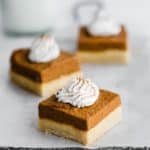 pumpkin pie bars with almond cookie crust