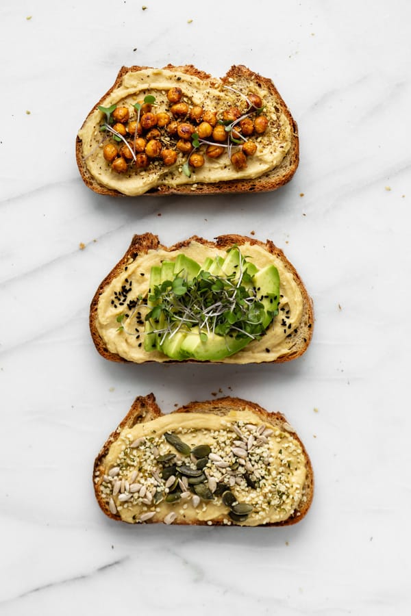 hummus toast 3 ways