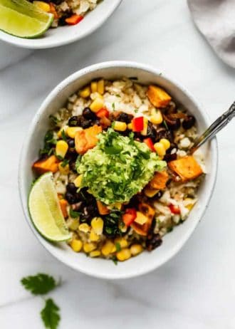Cauliflower rice burrito bowl [vegan, gluten-free & grain-free]