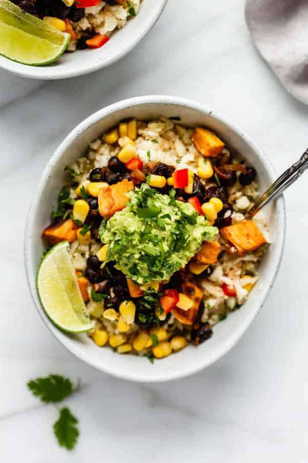 Cauliflower rice burrito bowl [vegan, gluten-free & grain-free]