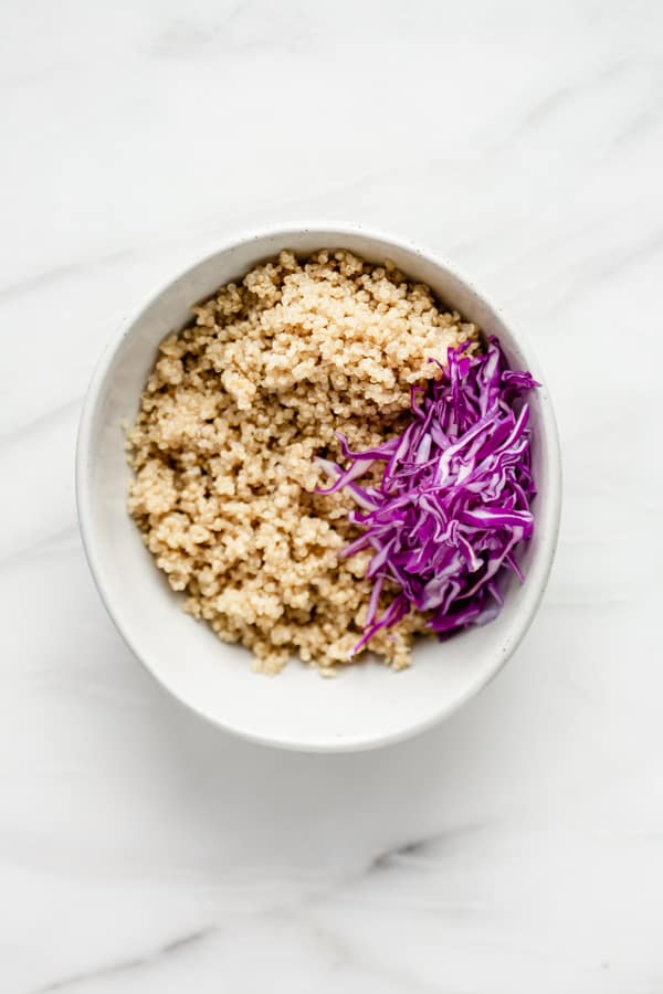 quinoa and cabbage in a bowl
