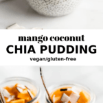 a cup with mango and coconut chia pudding