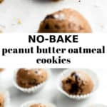 no bake peanut butter oatmeal cookies on a marble board