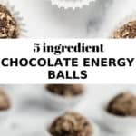 chocolate energy balls on a marble board
