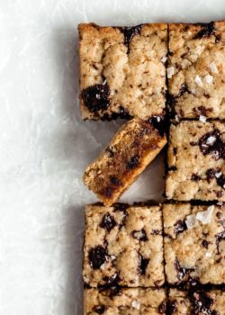 paleo tahini blondies cut in squares