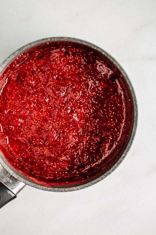 chia seed jam in a pot