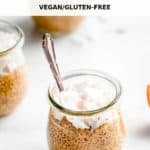 a jar of orange creamsicle chia pudding topped with flaked coconut