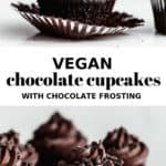 vegan chocolate cupcakes on a cake stand