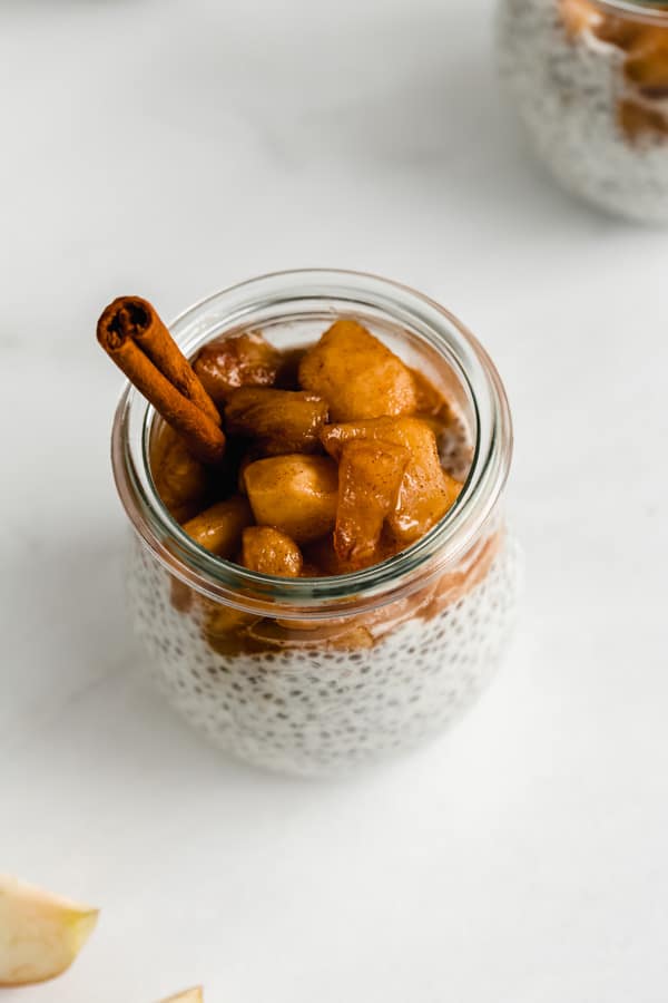 a cup of cinnamon apple pie chia pudding