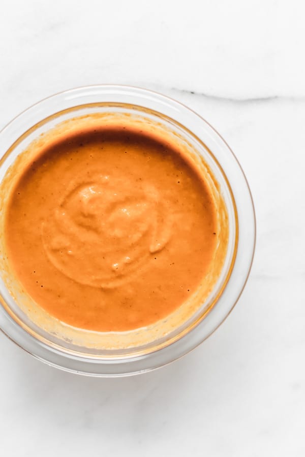 pumpkin puree in a clear mixing bowl