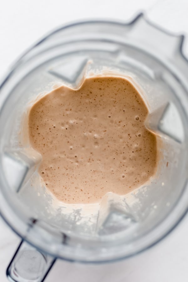 a tahini smoothie in a blender