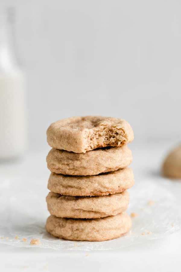 a stack of five snickerdoodle cookies