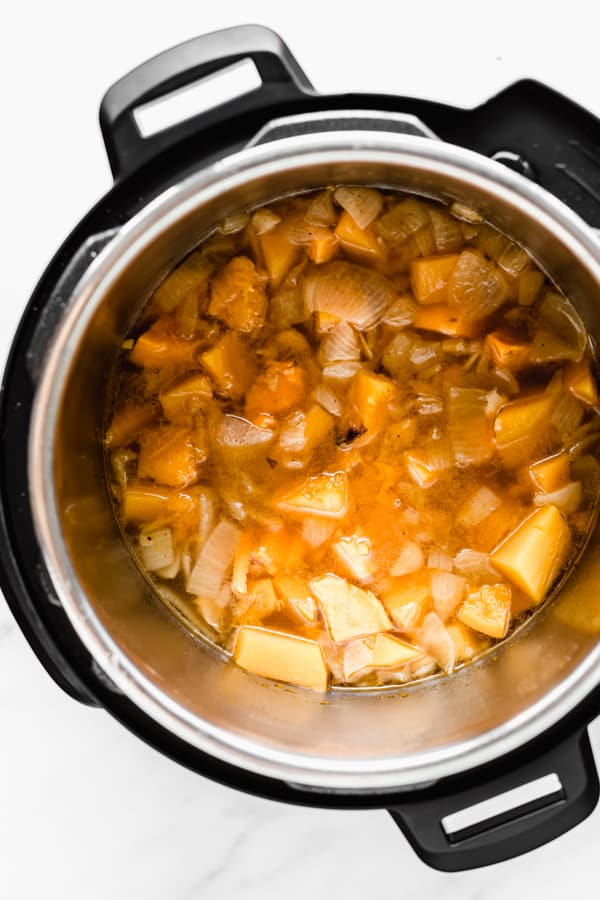 butternut squash and broth in an instant pot