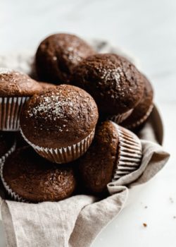 gingerbread muffins piled on top of each other sprinkled with sugar