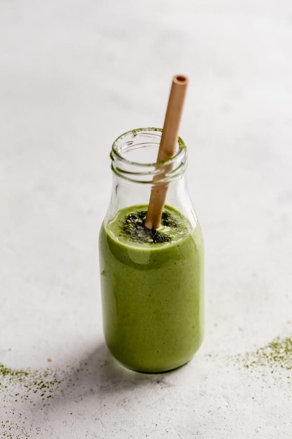 a bottle of matcha green tea smoothie
