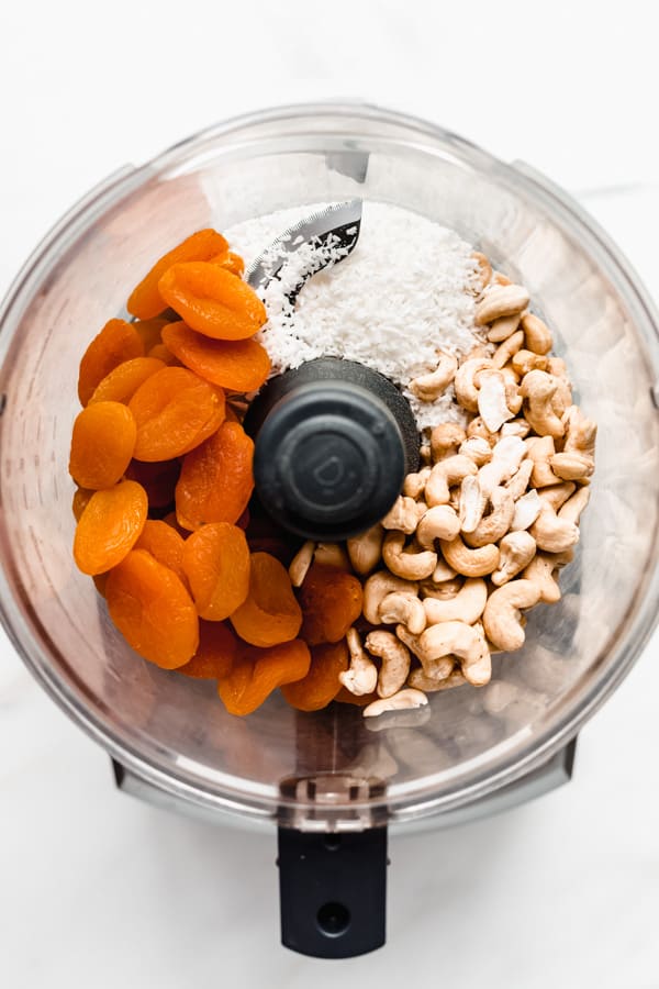 apricots, cashews and coconut in a food processor