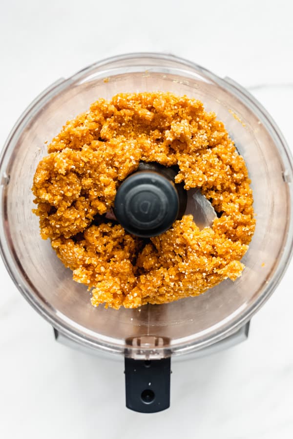 apricot energy ball mix in a food processor