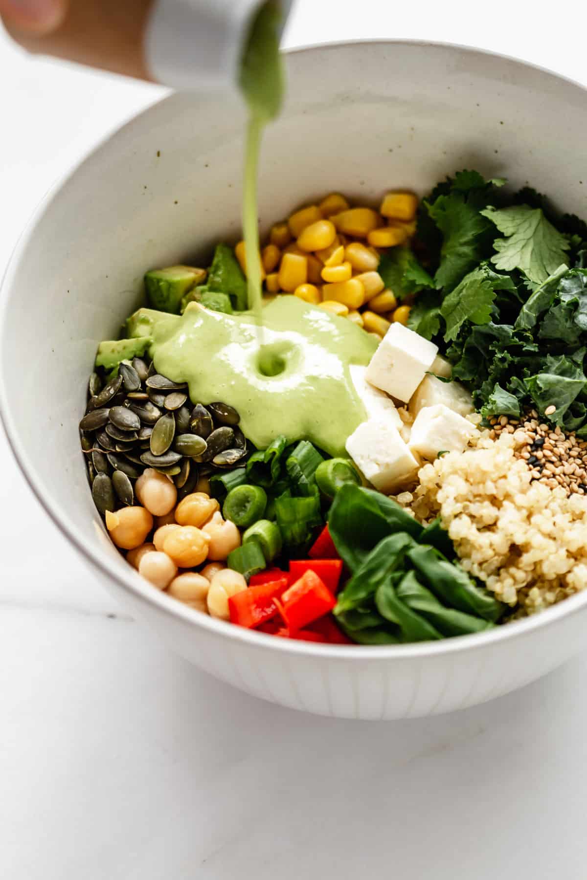 Quinoa Power Bowl with Green Goddess Dressing - Choosing Chia