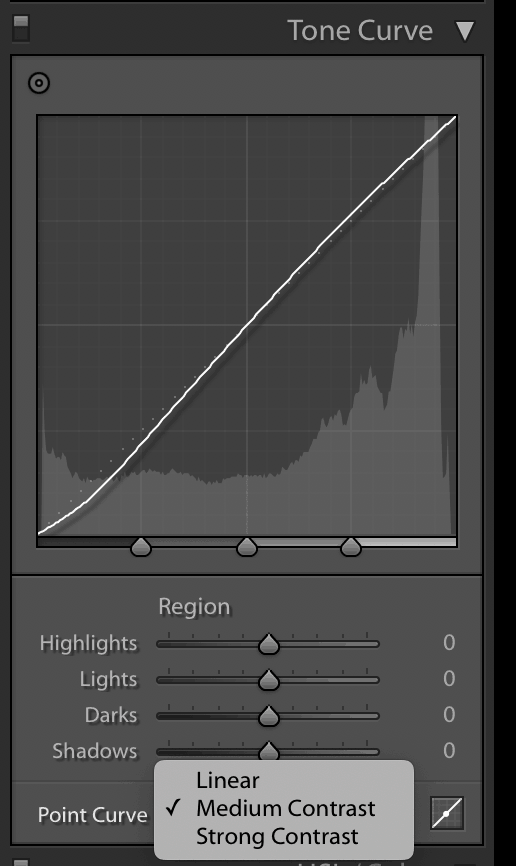 Adobe lightroom tone curve graph