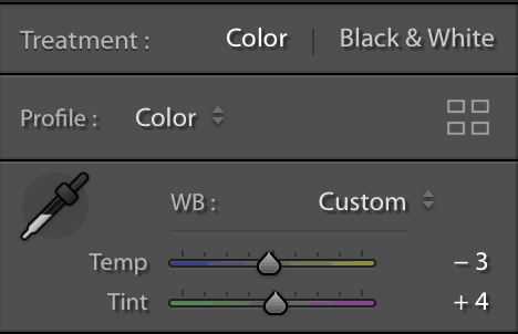 Adobe Lightroom white balance graph