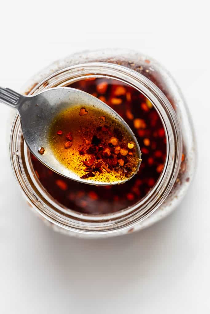 a spoon of chili oil