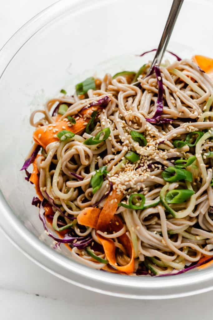 Soba Noodle Salad with Spicy Peanut Sauce - Choosing Chia