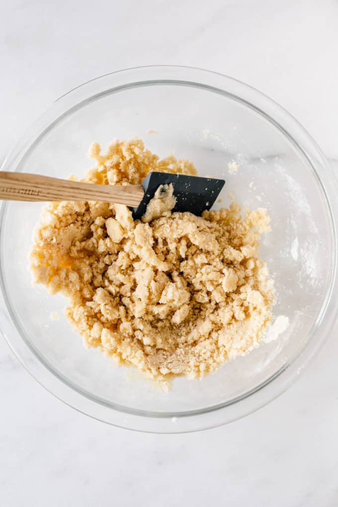 almond flour cookie crust in a bowl