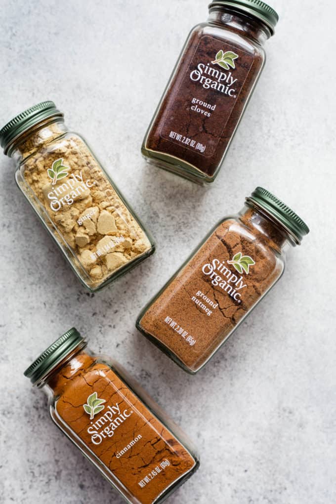 Simply organic spices in their jars